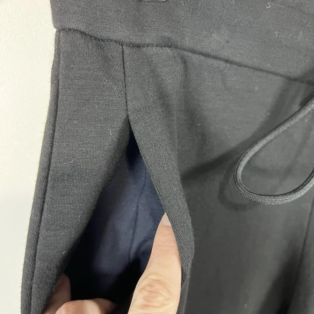 Theory Double Knit Jersey Slouchy Jogger Pants Split Hem Ankle Black Medium_4